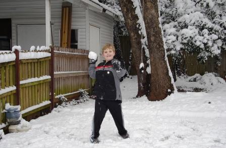 Hayden's favorite activity for two days- snowball fights!