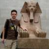 Chris and a pharoh sphinx at the Met